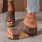 Dammode Peep Toe Wedge Platform Sandaler