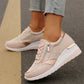 Dame–Casual Mesh Sneakers med Snekkerhæl og Sidelås