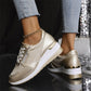 Dame–Casual Mesh Sneakers med Snekkerhæl og Sidelås