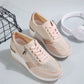Dame–Casual Mesh Sneakers med Snekkerhæl og Sidelås
