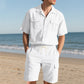 Trendy kortærmet skjorte og shorts til menn, todelt sett