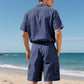 Trendy kortærmet skjorte og shorts til menn, todelt sett