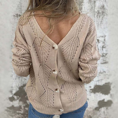 💖SISTE DAGS SALG 50 % RABATT🥰Vendbar genser med hul mønster og V-hals