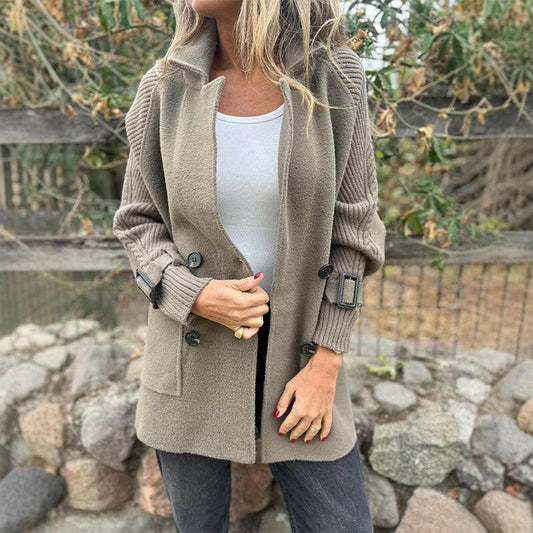 🍂💕Kort damekåpe med doble knapper og revers