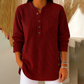 Kvinners Henley-topper i corduroy med knapper