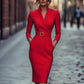 ✨Elegant nyhet!💃Elegant V-hals slim fit kjole for kvinner
