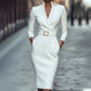 ✨Elegant nyhet!💃Elegant V-hals slim fit kjole for kvinner