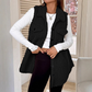 Gilet long à col boutonné chaud et douillet pour femmes