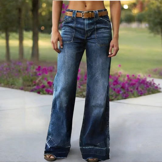 Retro-flarejeans for kvinner med lommer