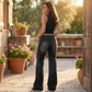 Retro-flarejeans for kvinner med lommer