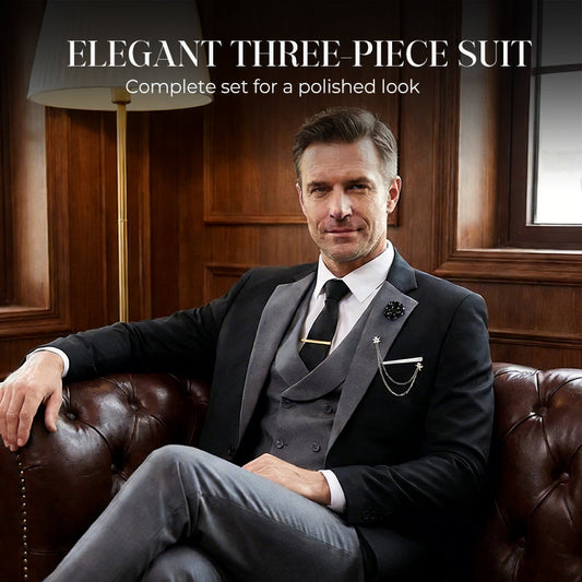 💎 50 % RABATT! 💎 Moderne bryllupssett i kontrastfarger – 3-delt slim fit-sett i dristig svart og lyseblått (8 farger!) 👔✨