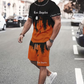 👕 50 % RABATT NÅ! 🔥 Sett med T-skjorte og shorts med grafisk trykk for menn – mykt stoff, iøynefallende design og perfekt for sommerdager ☀️