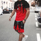 👕 50 % RABATT NÅ! 🔥 Sett med T-skjorte og shorts med grafisk trykk for menn – mykt stoff, iøynefallende design og perfekt for sommerdager ☀️