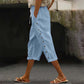 Linen-fritidsbukser for damer, 7/8-lengde