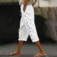 Linen-fritidsbukser for damer, 7/8-lengde