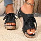 Peep-toe-sandaler med kilehæl for damer