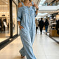 Løs Overall Jumpsuit med Vide Ben og Lommer