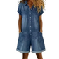 💥✨Tidsbegrenset spesialtilbud med 55 % rabatt – Korte, uformelle denim-overalls for damer