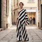 💃 50 % RABATT I BEGRENSET TID! ✨ Asymmetrisk stripesett for damer – én skulder, vide ben, luftig 🍂