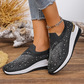 Dame Slip-On Sneakers med Rhinstein Sommerfuglmotiv