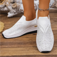 Dame Slip-On Sneakers med Rhinstein Sommerfuglmotiv