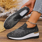 Dame Slip-On Sneakers med Rhinstein Sommerfuglmotiv