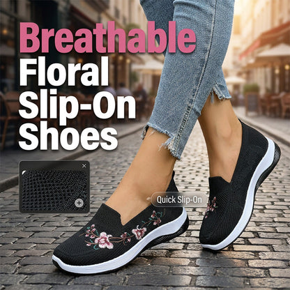 👟🌸 Slip-on-sko med blomstermønster i mesh