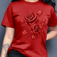Dame Elegant Rose Grafisk Print T-Skjorte