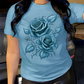 Dame Elegant Rose Grafisk Print T-Skjorte