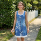 Dame Faux Todelt Denim Print Kjole