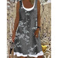 Dame Faux Todelt Denim Print Kjole