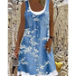 Dame Faux Todelt Denim Print Kjole