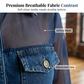 Dametopp i denim med patchwork-mønster i mesh