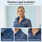 Dametopp i denim med patchwork-mønster i mesh