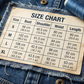 Dametopp i denim med patchwork-mønster i mesh