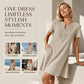 👗Bohemsk T-skjortekjole med blonder og V-hals for damer – Uanstrengt sommerchic✨