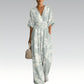 Elegant jumpsuit med V-hals og mønster for damer