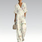 Elegant jumpsuit med V-hals og mønster for damer