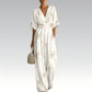 Elegant jumpsuit med V-hals og mønster for damer
