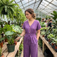 Jumpsuit med V-hals og figursydd midje for kvinner
