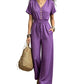 Jumpsuit med V-hals og figursydd midje for kvinner
