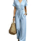 Jumpsuit med V-hals og figursydd midje for kvinner