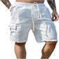 Pustevennlige shorts med flere lommer i bomull og lin for menn