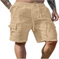 Pustevennlige shorts med flere lommer i bomull og lin for menn