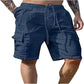Pustevennlige shorts med flere lommer i bomull og lin for menn