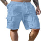 Pustevennlige shorts med flere lommer i bomull og lin for menn