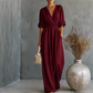 Elegant jumpsuit med V-hals og vide ben for kvinner