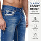 Herrejeans med høy elastisitet og doble sømmer