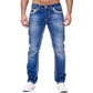 Herrejeans med høy elastisitet og doble sømmer