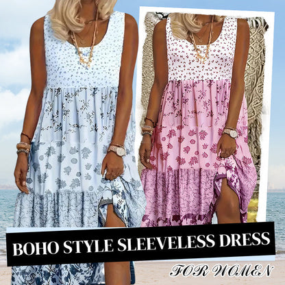 Ermeløs kjole i boho-stil for kvinner